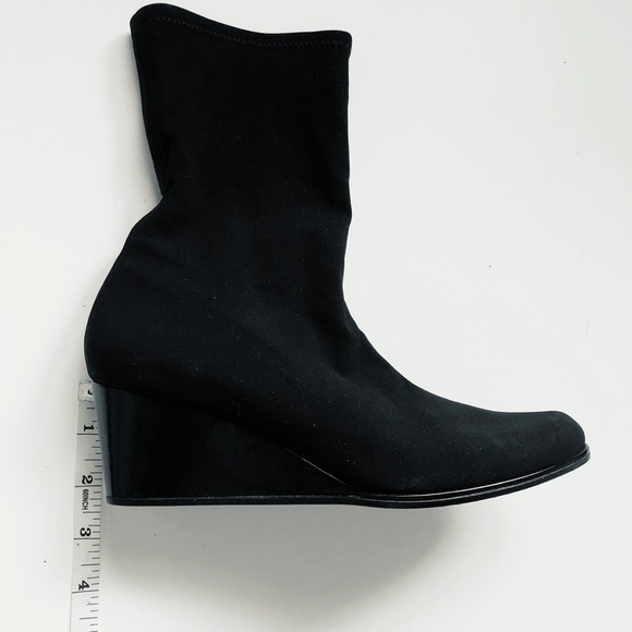 STUART WEITZMAN Black Sock Wedge Bootie Sz 6 B - Picture 13 of 16